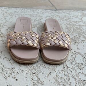 Dolce Vita Gold and Cream Braided Sandals